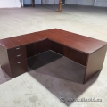 Mahogany L-Suite Desk with Overhead and Credenza